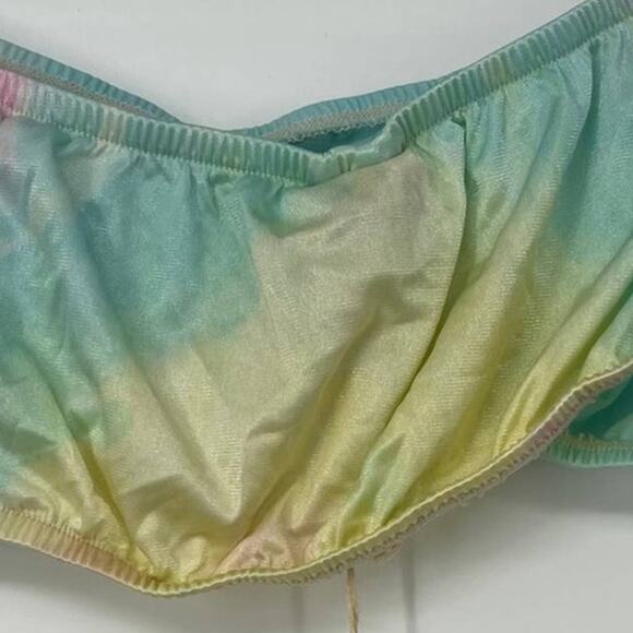 FURST OF A KIND BLUE & PINK TIE DYE STRAPLESS BANDEAU ONE SIZE - Picture 4 of 5